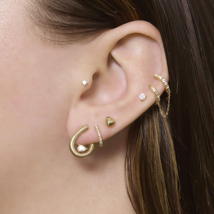 Image of 14K Yellow Gold Bowie Earrings with Stone and Strand Earrings