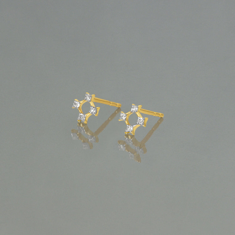 Stone and Strand 10K Yellow Gold Bright Lights Aura Studs Editorial Image
