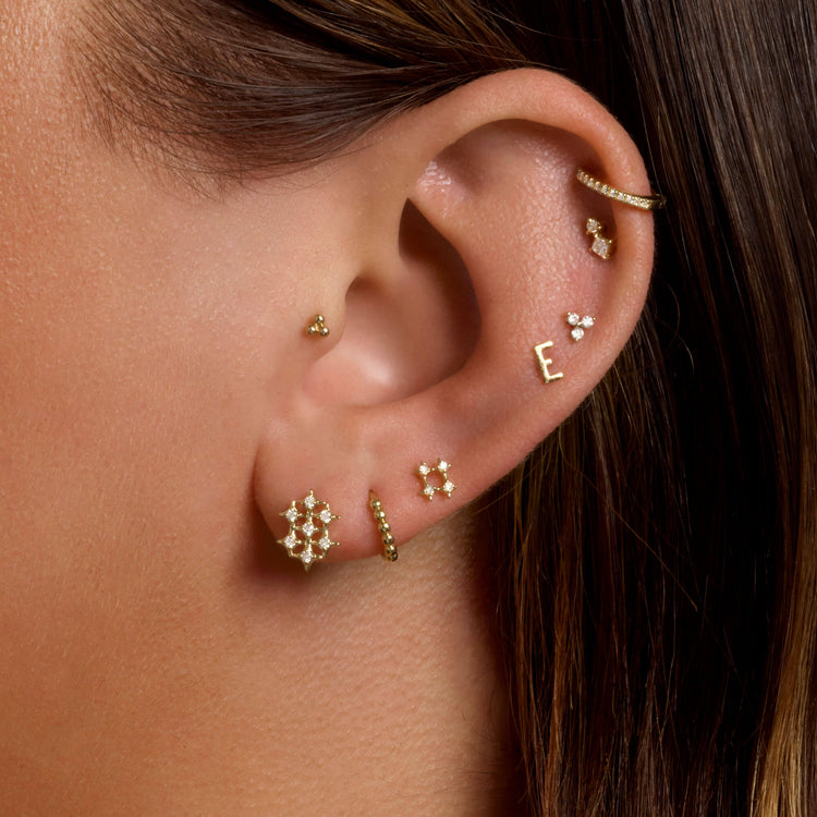 Image of 10K Yellow Gold Bright Lights Aura Studs with Stone and Strand Earrings