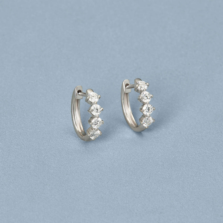 Stone and Strand 14K White Gold Bright Lights LAB-Created Diamond Huggies Editorial Image