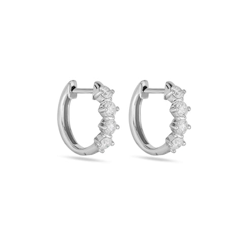 Stone and Strand 14K White Gold Bright Lights LAB-Created Diamond Huggies Side Image