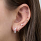 Image of 14K White Gold Bright Lights LAB-Created Diamond Huggies with Stone and Strand Earrings