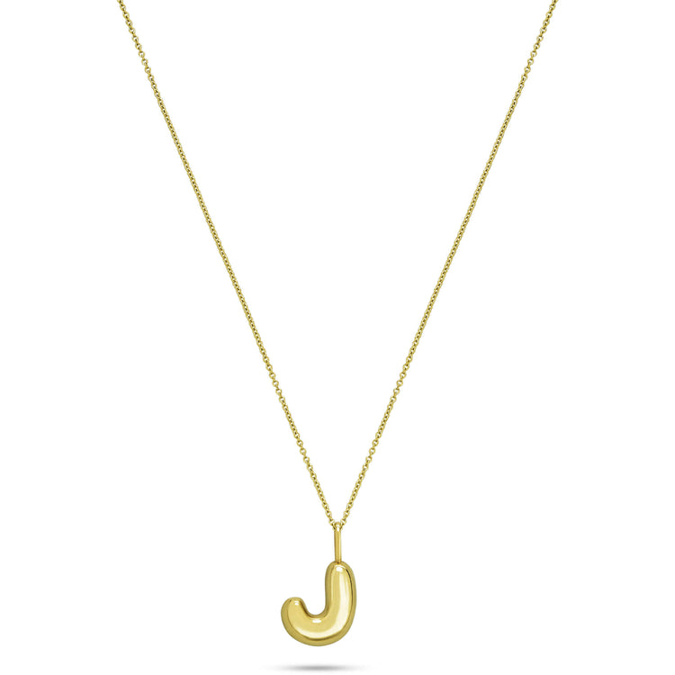 Stone and Strand 14K Yellow Gold Bubble Tea Initial Necklace J Initial Image