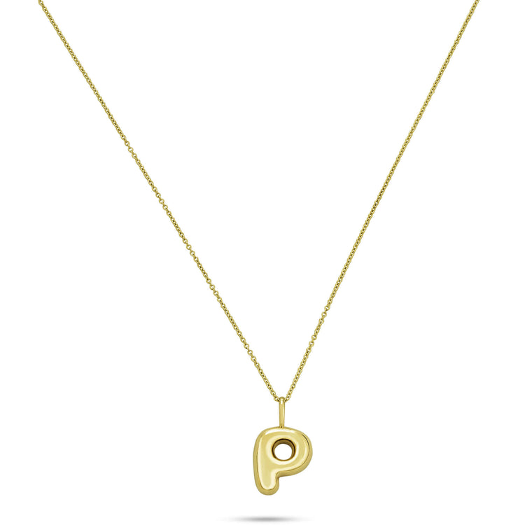 Stone and Strand 14K Yellow Gold Bubble Tea Initial Necklace P Initial Image