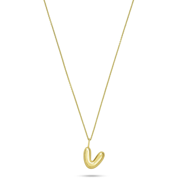 Stone and Strand 14K Yellow Gold Bubble Tea Initial Necklace V Initial Image