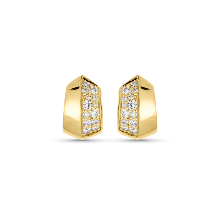 Stone and Strand 14K Yellow Gold Buvette Diamond Pave Huggie Earrings Front Image
