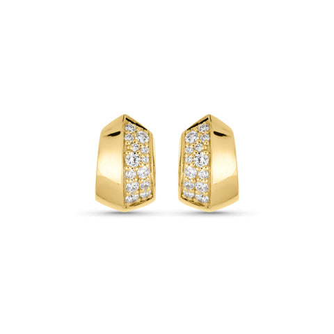 Stone and Strand 14K Yellow Gold Buvette Diamond Pave Huggie Earrings Front Image