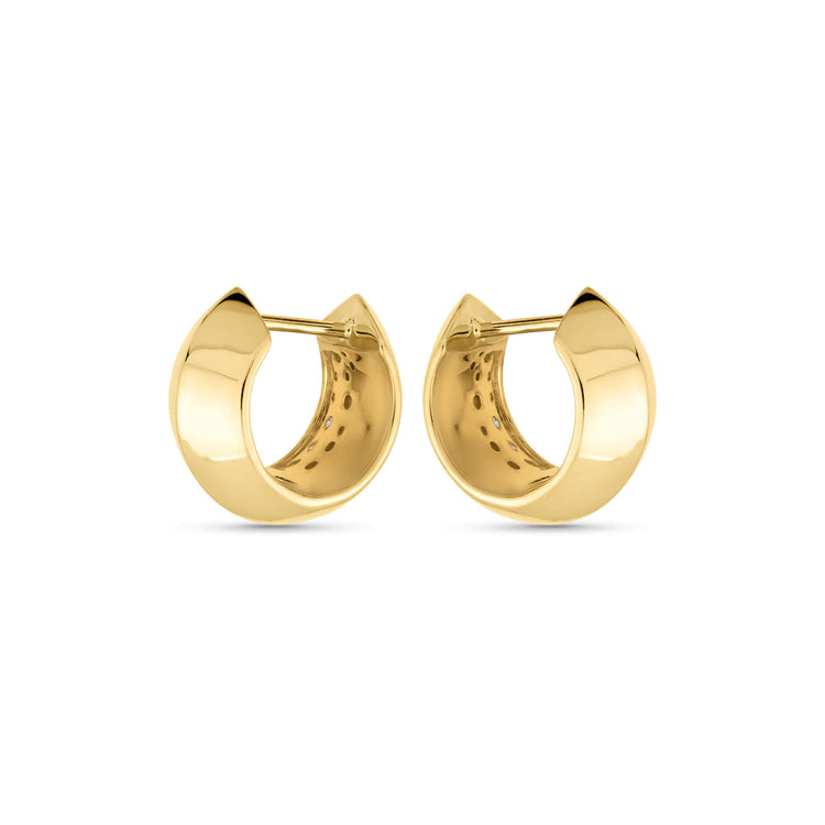 Stone and Strand 14K Yellow Gold Buvette Diamond Pave Huggie Earrings Side Image