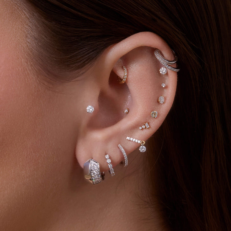 Image of Sterling Silver Buvette LAB-Created Pave Silver Earrings with Stone and Strand Earrings