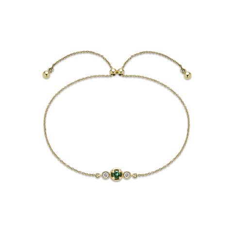 Stone and Strand 10K Yellow Gold Birthstone Diamond Bonbon Bracelet with Emerald Front Image