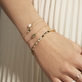 Image of 10K Yellow Gold Birthstone Diamond Bonbon Bracelet with Emerald with Stone and Strand Bracelets