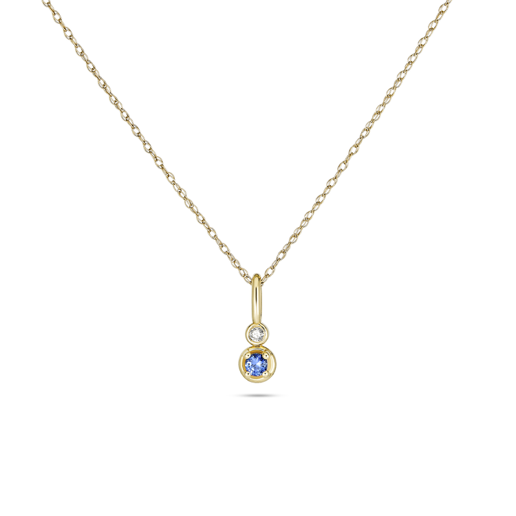 Birthstone Diamond Bonbon Necklace Blue Sapphire September