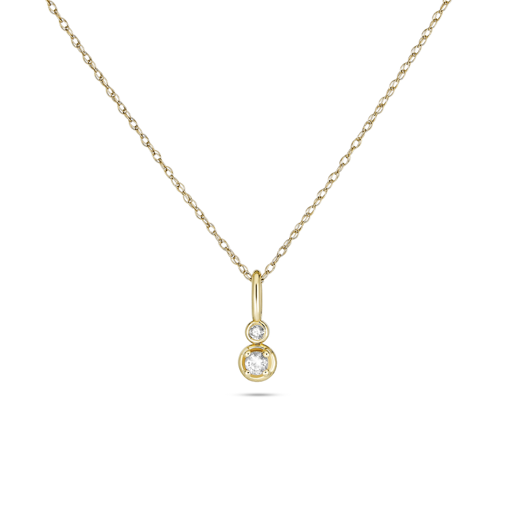 Stone and Strand 10K Yellow Gold Birthstone Diamond Bonbon Necklace with White Diamond Close Up Image