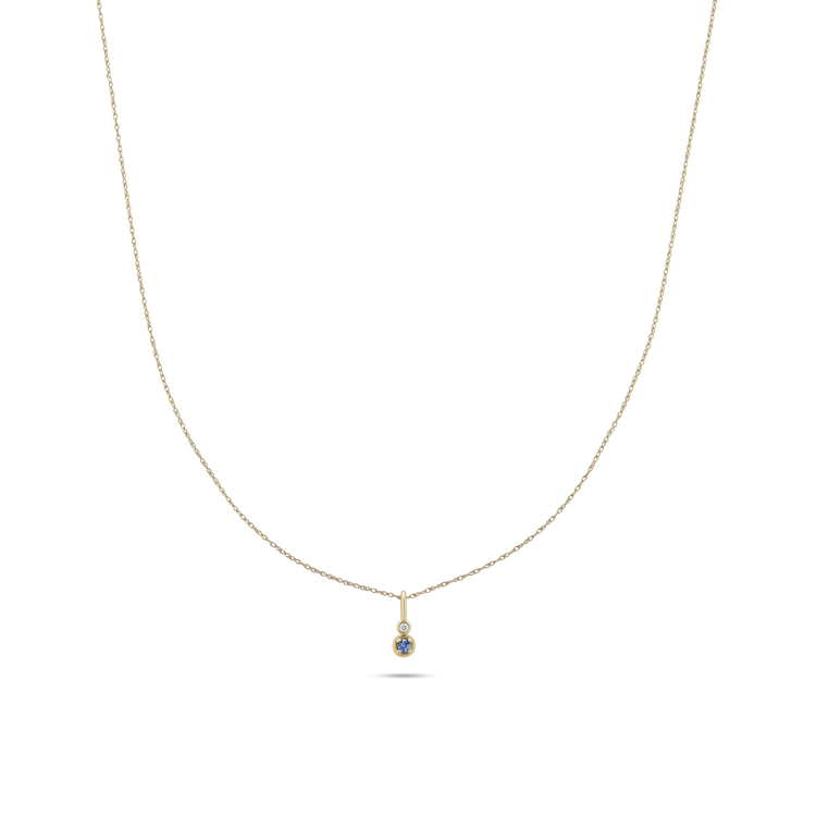 Stone and Strand 10K Yellow Gold Birthstone Diamond Bonbon Necklace with Blue Sapphire Image