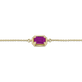 Stone and Strand 14K Yellow Gold Birthstone Emerald Cut Bonbon Bracelet with Rhodalite Close Up Image