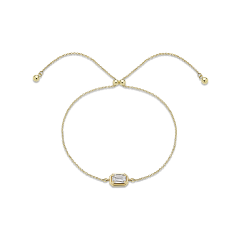 Stone and Strand 14K Yellow Gold Birthstone Emerald Cut Bonbon Bracelet with White Topaz Front Image