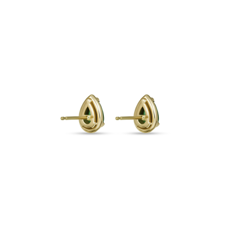 Stone and Strand 14K Yellow Gold Birthstone Pear Bonbon Studs with Emerald Rear Image