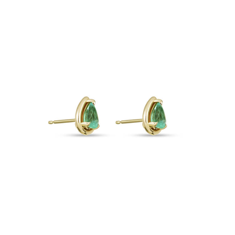 Stone and Strand 14K Yellow Gold Birthstone Pear Bonbon Studs with Emerald Side Image