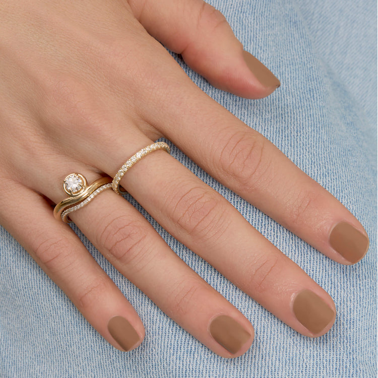 Image of 14K Yellow Gold Bold Diamond Eternity Ring with Stone and Strand Rings