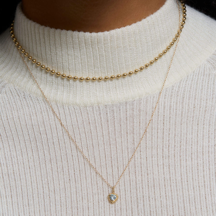 Image of 10K Yellow Gold Candy Aqua Charm with Stone and Strand Necklaces