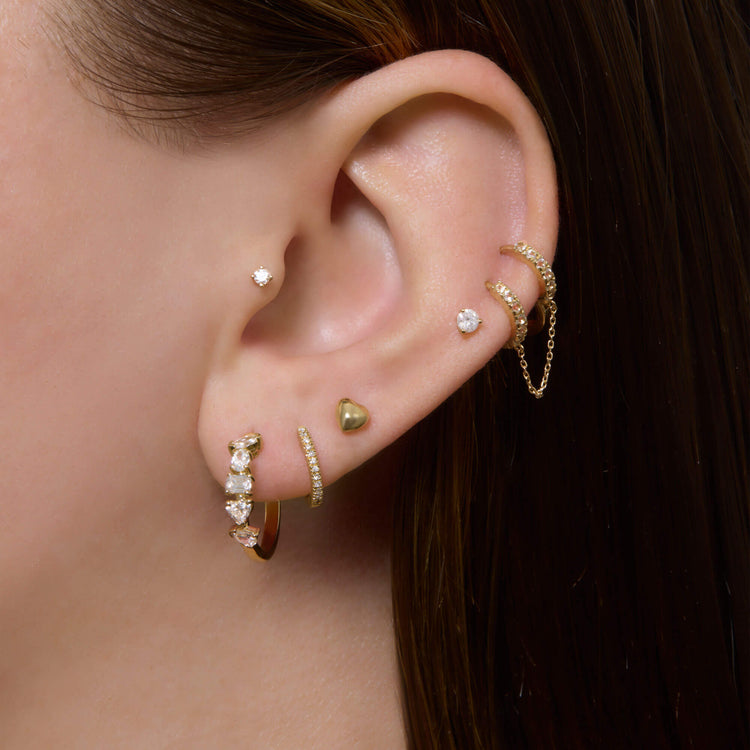 Image of 14K Yellow Gold Carnival Lab-Created Diamond Hoops with Stone and Strand Earrings