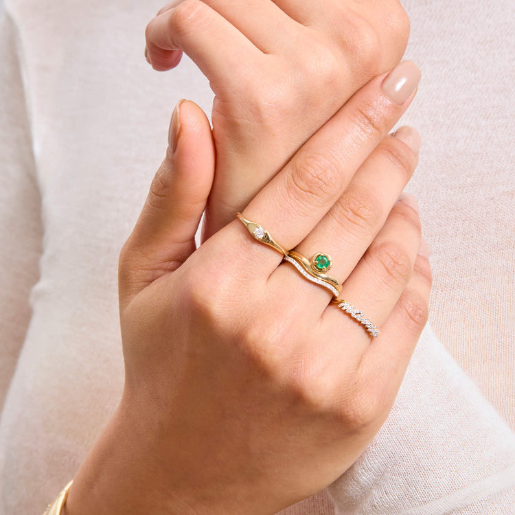 Image of 14K Yellow Gold Cherish Birthston Ring with Stone and Strand Rings