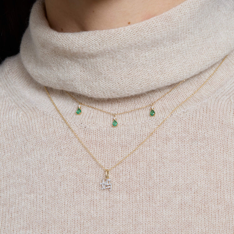 Image of 14K Yellow Gold Chinese Mothers Day Necklace with Stone and Strand Necklaces