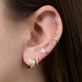 Image of 14K Yellow Gold Chubby LAB-Created Baguette Huggies with Stone and Strand Earrings