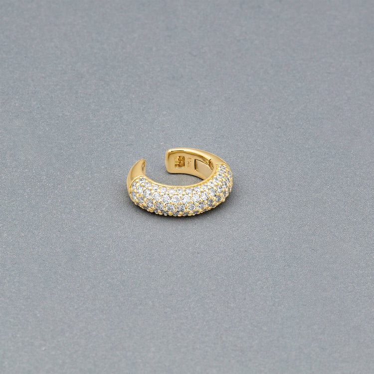 Stone and Strand 14K Yellow Gold Chubby Pave Hinged Ear Cuff Editorial Image