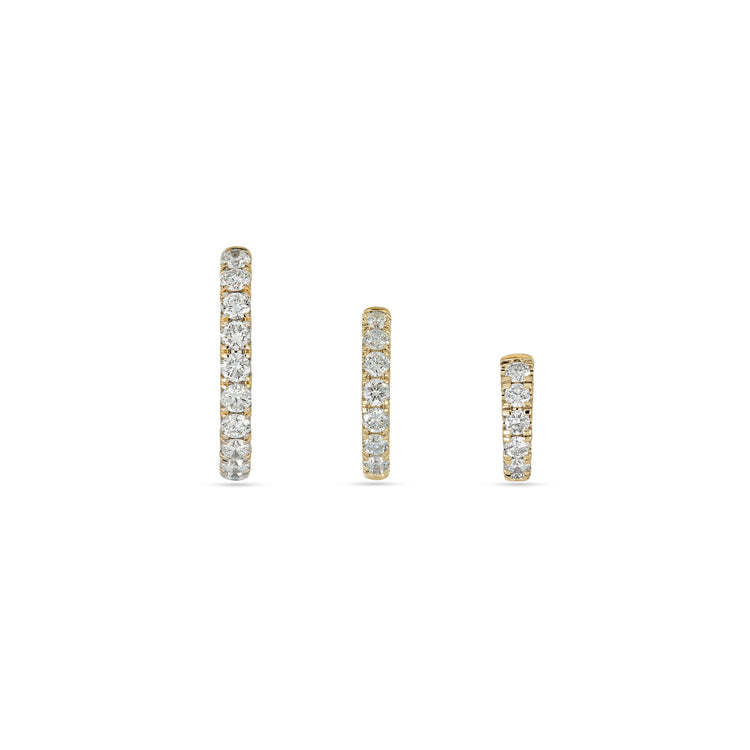 Side Image of 14K Yellow Gold Lab-Created Bold Hoop Trio on Models Ear