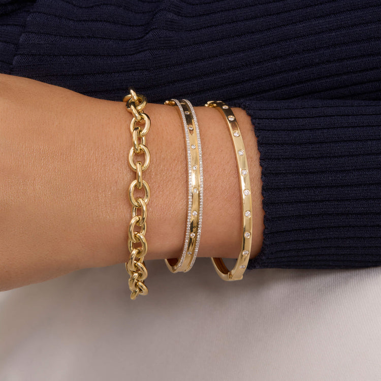 Image of 14K Yellow Gold Classic Cable Chain Bracelet with Stone and Strand Bracelets