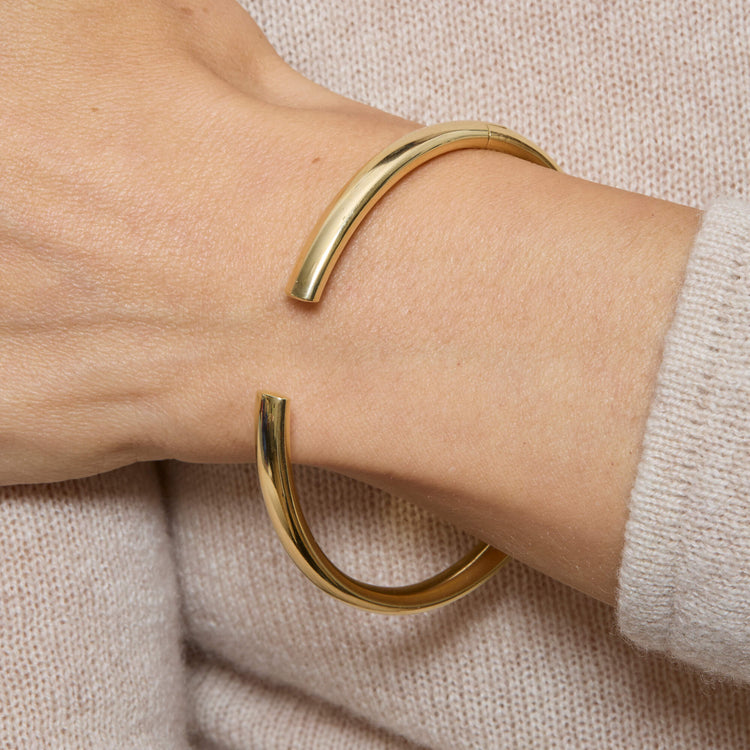 Image of 14K Yellow Gold Classic Cuff on Models Arm