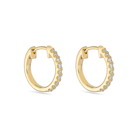 Stone and Strand 14K Yellow Gold Classic Pave Huggies Side Image