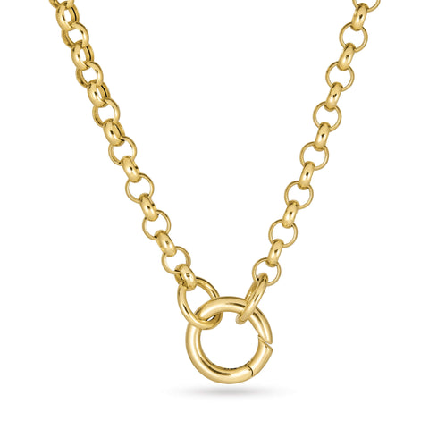Stone and Strand 14K Yellow Gold Classic Rolo Charm Connector Necklace Front Image