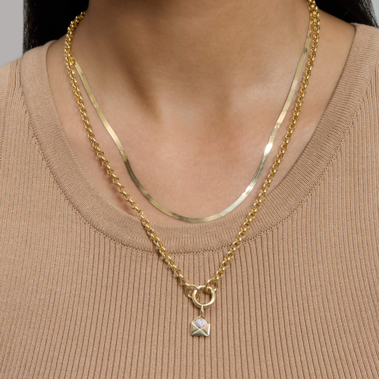 Image of 14K Yellow Gold Classic Rolo Charm Connector with Stone and Strand Necklaces
