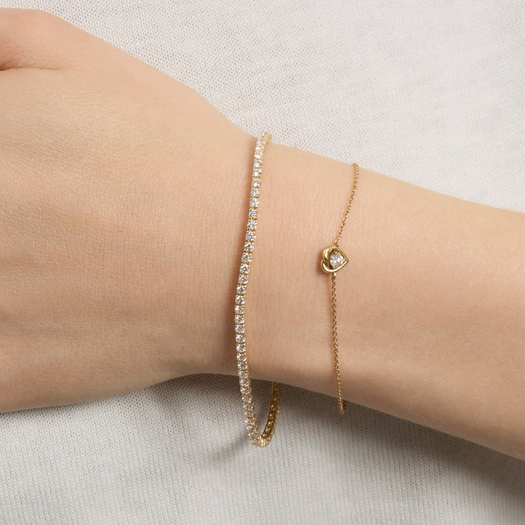Image of 14K Yellow Gold Classic Tennis Bracelet with Stone and Strand Bracelets