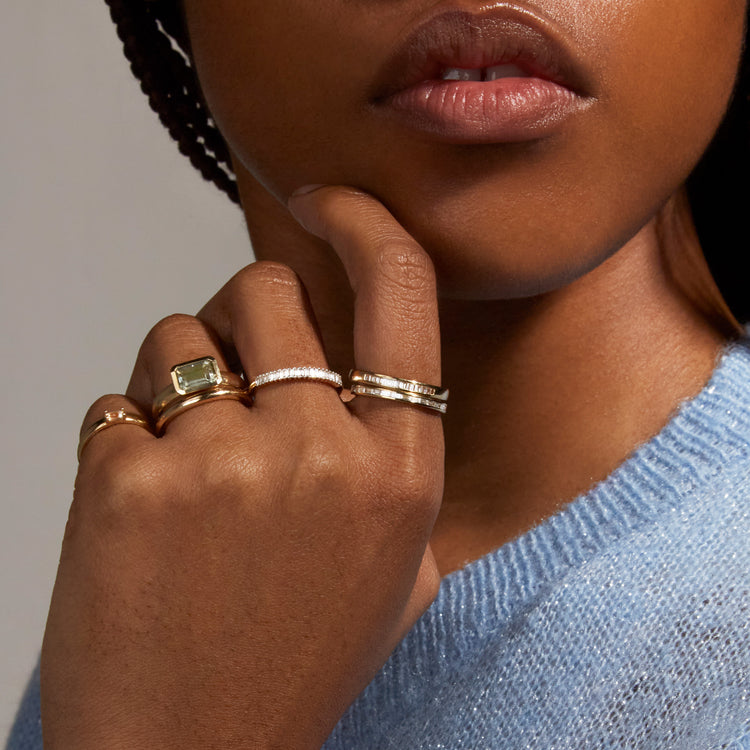 Image of 14K Yellow Gold Classique Band 3mm with Stone and Strand Rings