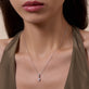 Image of Sterling Silver Cluny LAB-Created Pear Diamond Charm on Models Neck