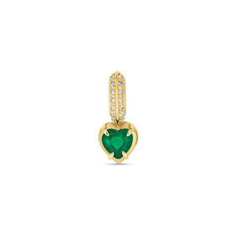 Stone and Strand 14K Yellow Gold Cluny Pave Heart Emerald Charm Front Image
