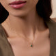 Image of 14K Yellow Gold Cluny Pave Heart Emerald Charm on Models Neck