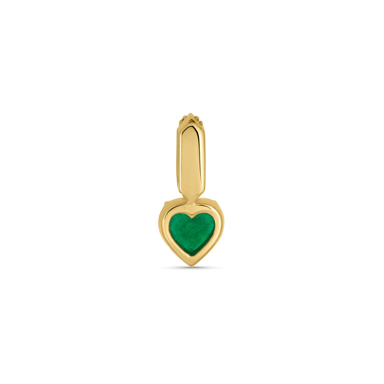 Stone and Strand 14K Yellow Gold Cluny Pave Heart Emerald Charm Rear Image