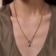 Image of 14K Yellow Gold Cluny Pave Heart Emerald Charm with Stone and Strand Necklace