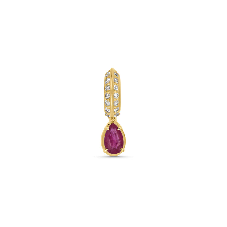 Stone and Strand 14K Yellow Gold Cluny Ruby Teardrop Pave Charm Front Image
