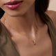Image of 14K Yellow Gold Cluny Ruby Teardrop Pave Charm on Models Neck