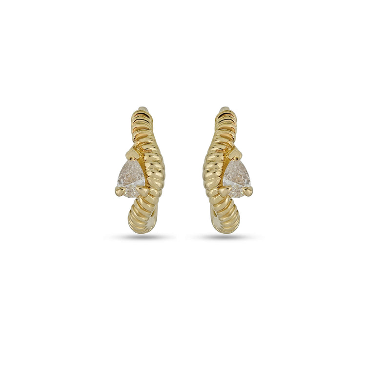 Stone and Strand 14K Yellow Gold Cobra Diamond Wave Ear Huggies Front Image