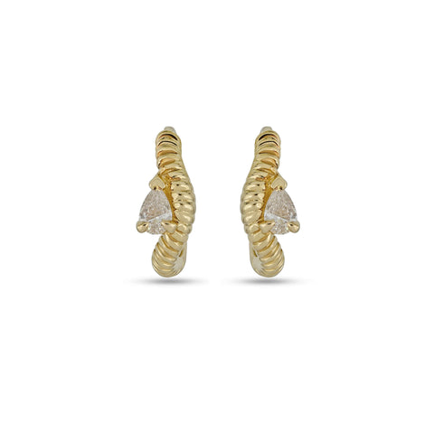 Stone and Strand 14K Yellow Gold Cobra Diamond Wave Ear Huggies Front Image