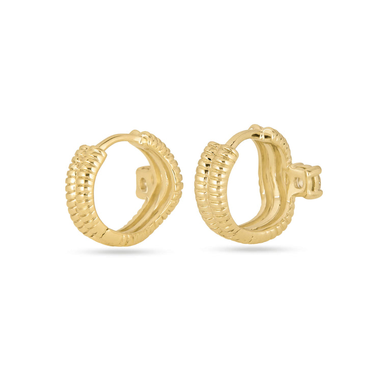 Stone and Strand 14K Yellow Gold Cobra Wave Double Ear Huggies Rear Image