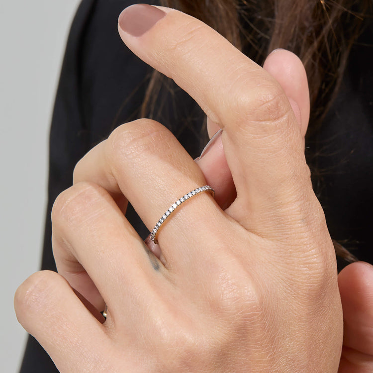 Image of 14K Yellow Gold Come Closer Eternity Ring on Models Hand