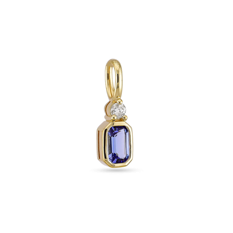 Stone and Strand 10K Yellow Gold Corona X Diamond and Tanzanite Charm Side Image