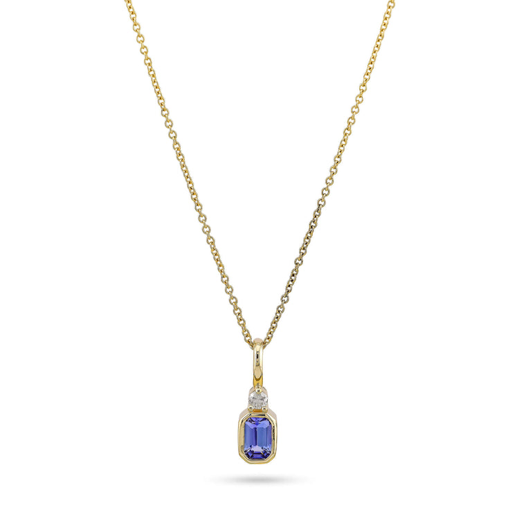Stone and Strand 10K Yellow Gold Corona X Diamond and Tanzanite Necklace Front Image